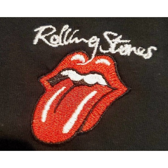 Official Rolling Stones T-Shirt Lips Tongue Embroidered Medium Black - Picture 4 of 5